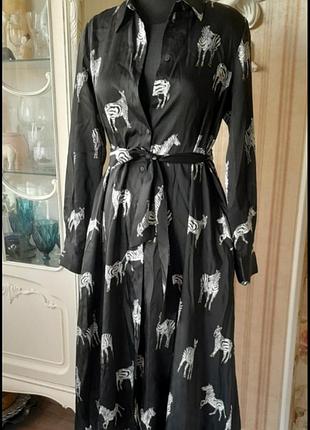 Шелковое платье миди, красивое, струящееся