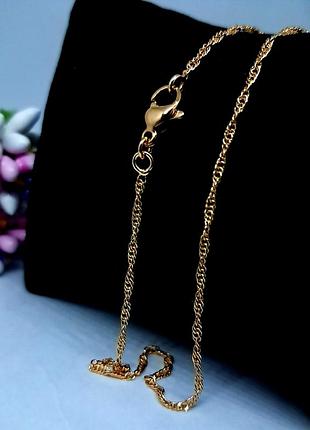 Цепочка удобная плетение медицинское золото хром размер 45 см × 1.5 мм позолоченная цепочка 7875