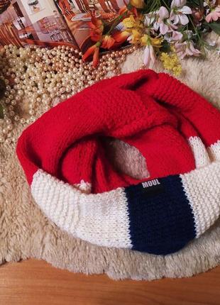 Шикарний снуд-хомут-шарф-шапка, червоний новий
