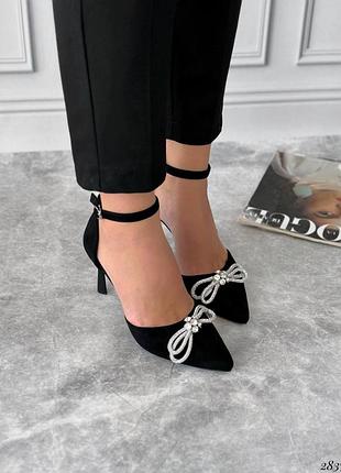 Туфлі лодочки на шпильці з бантиком 40р