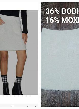 Шерстяная вязаная мини юбка р.xl united colors of benetton