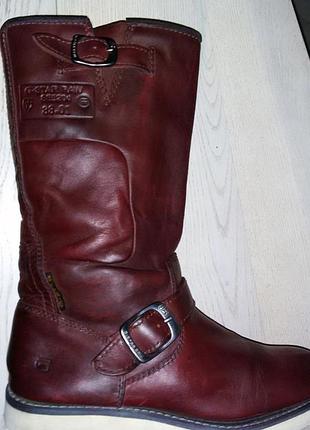 G-star raw (нидерланды)-демисезонные кожаные сапоги р.38 -24,5см