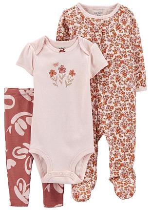 Набор одежды для девочки (человечек, боди и штаны)