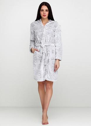 Халат махровий (велсофт) на блискавці з капюшоном