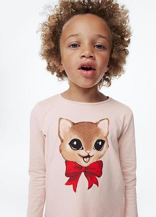 Лонгслив с котиком для девочки