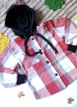 Рубашка для девочек байковая красная демисезонная 104 - 116