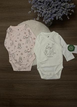🧸 боді з довгим рукавом для дівчинки, набір з 2шт | disney / c&a
