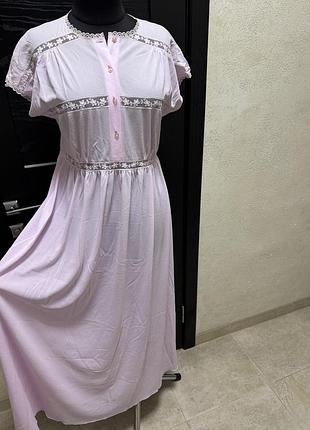 Нічно сорочка рожева з мереживом