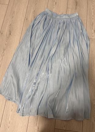 Шикарна спідниця блискуча італія міді блакитна нова