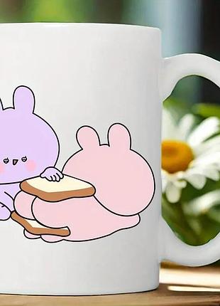 Керамічна кружка з милими зайчиками в стилі kawaii – оригінальний подарунок для дітей і дорослих