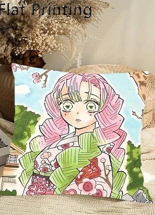 Подушка demon slayer mitsuri kanroji – декоративна подушка з аніме-принтом