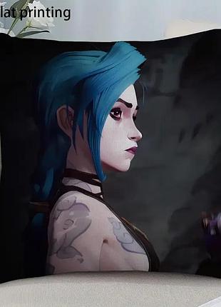 Подушка декоративна з принтом jinx arcane – стильний аксесуар для дому, подарунок фанатам league of legends