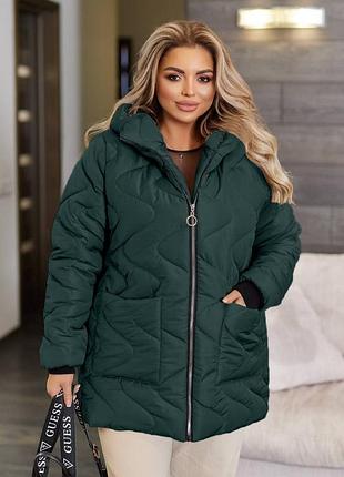 Женская осенняя деми куртка с капюшоном 48-50, 52-54, 56-58, 60-62 черный, красный, мокко, бутылка, графит