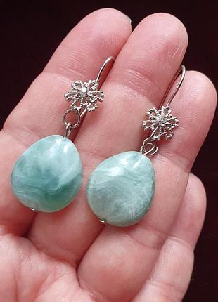 Винтажные серьги с пластиковой подвеской мятного цвета, европейский винтаж