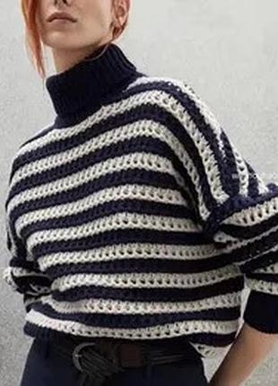 Светр в смужку крупної вʼязки смугастий від h&m