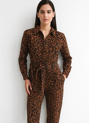 Неймовірно крутий леопардовий комбінезон зі штанами котоновий комбінезон з довгим рукавом в трендовий принті