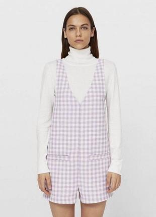 Сарафан комбінезон з шортами клітинка тренд база y2k stradivarius