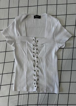 Футболка приталена, біла, для дівчат 11-15р.