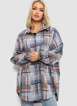 Рубашка женская в клетку цвет серо-синий