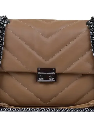 Кожаная сумка через плечо vera pelle италия стеганая сумочка на цепочке