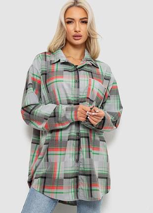 Рубашка женская в клетку цвет серо-зеленый
