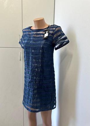 Распродажа ❗новое платье сарафан / трендовое платье синее / женское платье в прозрачную полоску / синее платье в полоску обмен