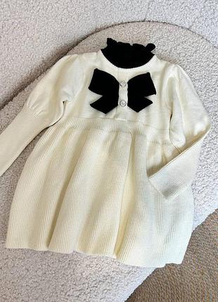 Платье 106/1, р.90,100,110,120,130, машинная вязка, молочный/черный