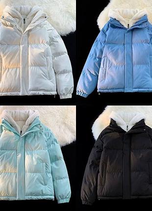 Жіноча зимова куртка с капюшоном тедді