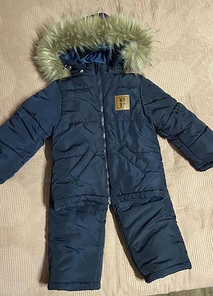 Зимовий комбінезон з курткою, для хлопчика 3-4 років. майже новий стан.