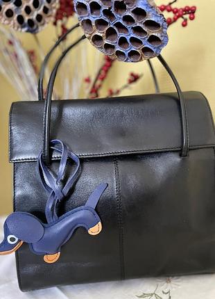 Винтажная сумка debenhams, натуральная кожа, черная, квадратная форма.