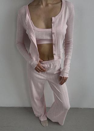 Піжами трикотажні, комплект трійка, тепла та мʼяка