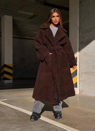 Трендовое пальто тедди на подкладке за запах с поясом ❤️‍🔥