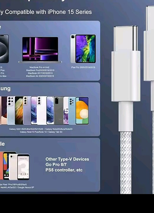 Кабель usb c к usb c 100вт 3