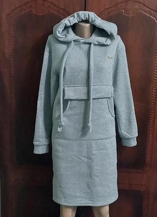 Тепле плаття футляр худі на флісі