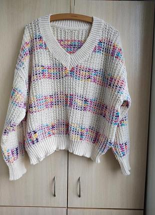 Джемпер двойная вязка большой размер.