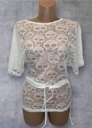 Кофта - футболка ажурная накидка с черепками