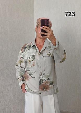 Женская джинсовая куртка с рисунком италия батал