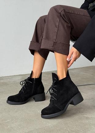 Черевики жіночі натуральний замш чорні