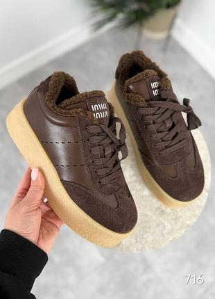 Шоколадные кеды утепленные