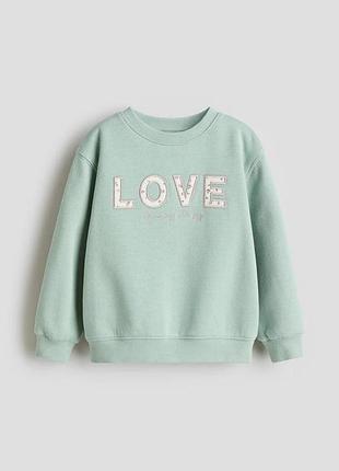 Свитшот оливкового цвета h&amp;m 4-6, 6-8, 8-10