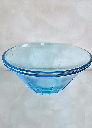 Салатниця бірюзове кольорове скло вінтаж тарілка вінтажна бірюза