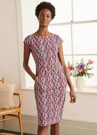 Хлопковое платье миди boden usa с цветочным принтом, размер m