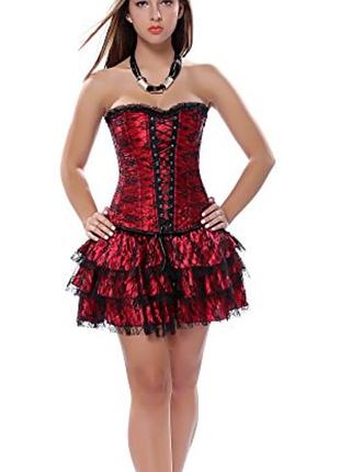 Женский эротический комплект корсет топ с юбкой мини и стринги livco corsetti fashion размер xl
