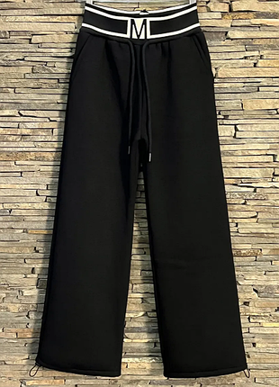 Теплые брюки палаццо, низ брюк на затяжках на девочке подростка трехнить га флиси. 146-164  al-7171ал