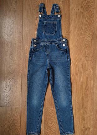 Синий джинсовый комбинезон джинсы для девочки