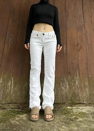 Джинсы белые винтаж прямые клеш 36 s 38 m низкая средняя талия посадка 2000s 90s y2k vintage streetwear flared cloud9 bootcut