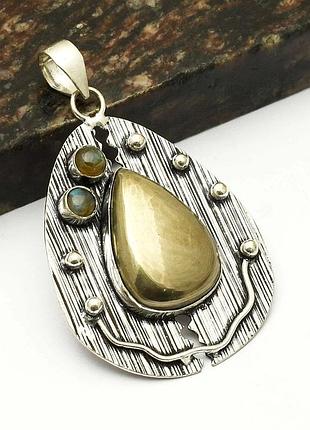 Кулон з піритом і лабрадором, індійські прикраси