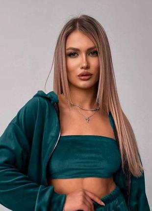 Жіночий велюровий вкорочений топ-бандо на резинці