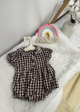 Стильный боди с воротничком, боди в клетку, боди