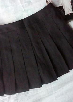 Юбка плиссе с шортами, черного цвета